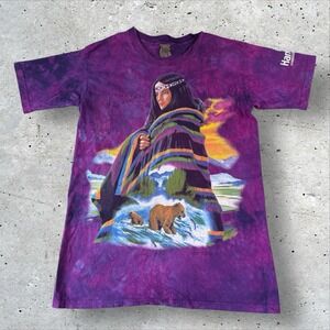Vtg The Mountain Native‎ Woman Maiden Bears Earth Nature Tie Dye  Tshirt Size L